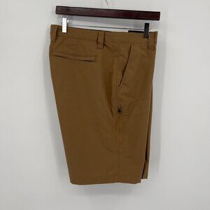 Orvis Men's Hiking Outdoor Casual Flat Front Shorts Size 36 Khaki Polyester